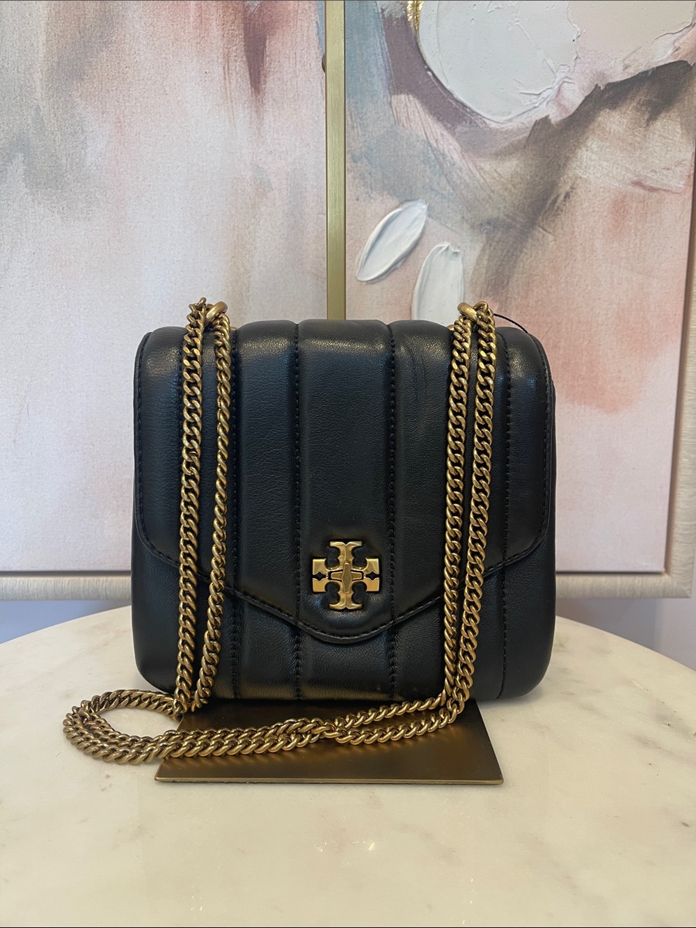 Tory Burch Black Kira Quilted Leather Crossbody